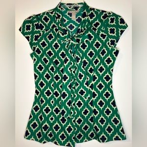 Banana Republic green and blue print top. SALE PRICE firm! TY!